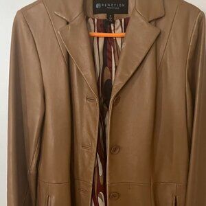 Kenneth Cole Tan Leather Coat (Size 6)